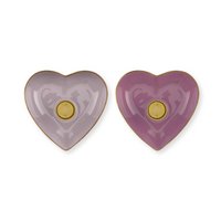 Set/2 Candle Holders Metal Heart Lilac 10x3cm