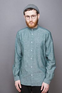 Band Collar Shirt greenstone