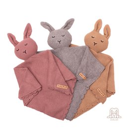 Snufie Hase Kuscheldecke | 100 % Baumwolle | Premium-Babydecke | extra weich 37x37cm | Grundstrick | Brauner heller Kaffee
