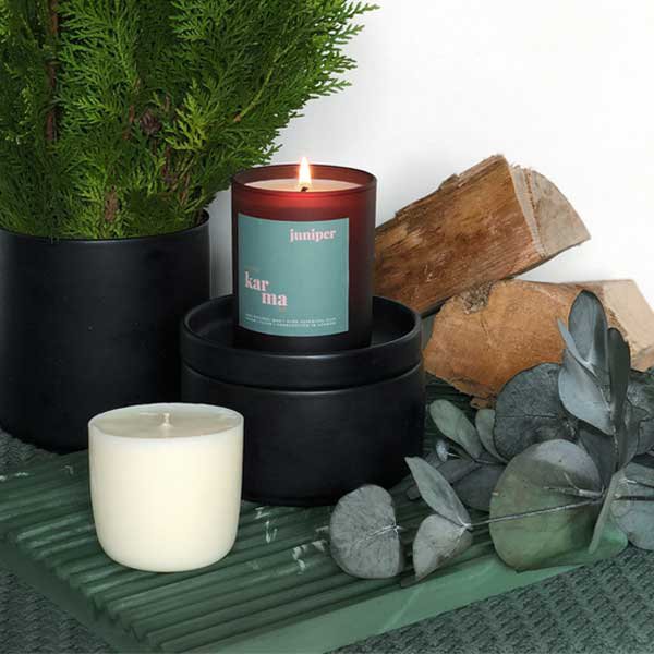 ginepro | candela ricaricabile in legno di cedro + abete