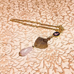 Dennenhaarhars bloemen kersenschaal gouden messing handgemaakte handgemaakte Boheemse chique cadeau moederdag - mam cadeau