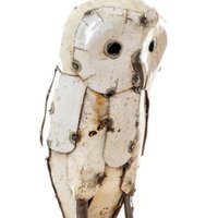 ZIMBA-ARTS METAL MEDIUM FEATHERED WHITE OWL