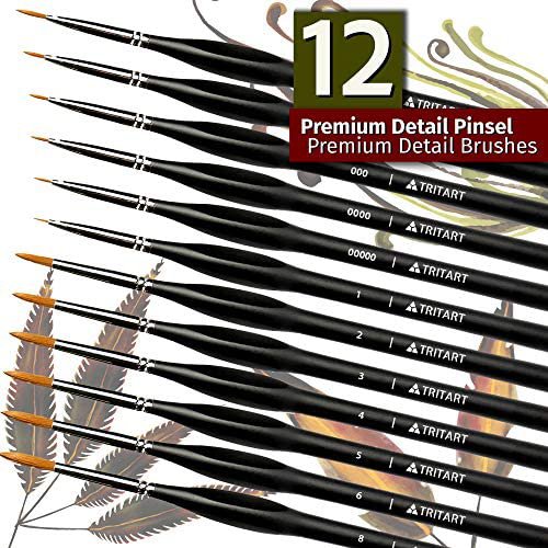 TRITART Set da 12 Pennelli per Modellismo - Pennelli per Acquerello P