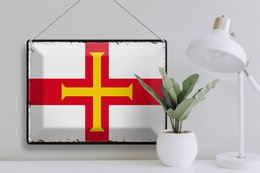 Blechschild Flagge Guernsey 40x30cm Retro Flag of Guernsey