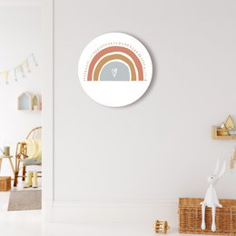 Decorative wall circles in rainbow colors and heart shapes, available in 40 cm, 30 cm, and 20 cm sizes, suitable for a kids' room.