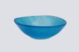  Turquoise blue ceramic bowl tray, 12 inches wide by 5 inches deep, with a simple, round shape.