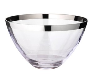 EDZARD Schale Dekoschale Holly, mundgeblasenes Kristallglas mit Platinrand, Durchmesser 30 cm