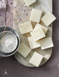 Jasmin perfumed amber block with a soft, rectangular shape and a pale, creamy color.