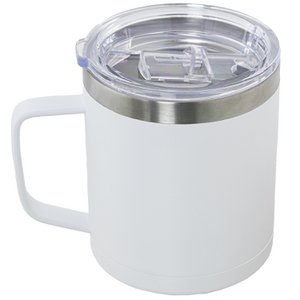 COFFEE MUG/TERSUM 350ML STAINLESS STEEL. WHITE WITH ACRYLIC LID _9X12X11CM, DOUBLE WALL STEEL LL80163