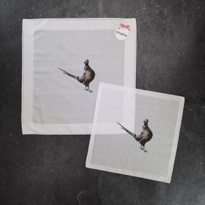 Cotton handkerchief white pheasant