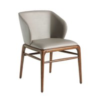 Chair upholstered in leatherette with Walnut colored wooden structure