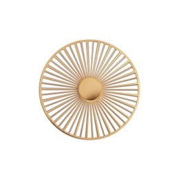 Small magnetic brooch available in 4 colors - rosée, argentée, mat, and dorée. Designed by Constance Guisset with a radial sunburst pattern.
