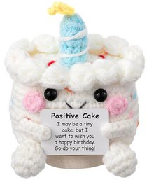  Soft, plush toy in the shape of a cake with a happy birthday message. Features a colorful hat and a cheerful, smiling face. Suitable for children as a push and pull toy.