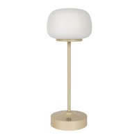 LED battery/ table lamp "Pina" 30 cm high, made of metal (beige) and glass (white), integrated LEDs, warm white