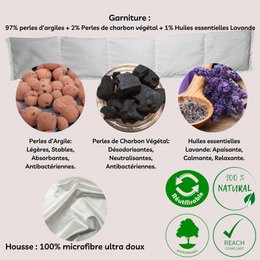 Cervical Thermo Comfort - Allevia Torcicollo e Dolori alla Spalla - Effetto Rilassante - Riutilizzabile e Naturale in Perle di Argilla e Carbone Vegetale