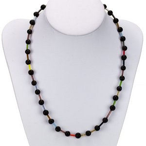 Stangketting zwart lava 6mm, kleurrijk