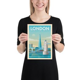 Vintage London Poster | Premium Poster City London Tower Bridge Großbritannien