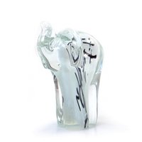 Glass elephant - White-Black striped - height 13 cm - Handmade