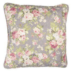 Cushion cover 50x50 cm Gray Green Polyester Flowers Decorative Pillow Cover