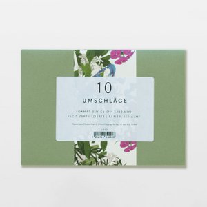 Envelopes set of 10 made from sustainable paper in green, FSC certified