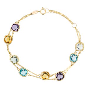 375/1000 yellow gold bracelet and 6.9 ct fine stones