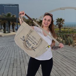 Sunsa grote dameshandtas. XXL tas gemaakt van canvas en leer. Strandtas/weekendtas in maritiem motief.