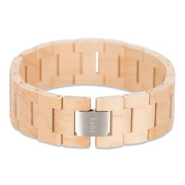 A wooden bracelet with a silver clasp, designed in a classic style. The bracelet features a natural maple wood finish and a simple, elegant design suitable for everyday wear.