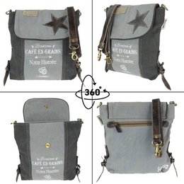 Sunsa dames schoudertas. Handtas gemaakt van canvas en leer. Schoudertas in vintagestijl. Grote crossbodytas voor dames.