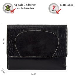 Sunsa damesportemonnee. Leren portemonnee. Portemonnee met RFID-bescherming. Portemonnee gemaakt van overgebleven leer. middelgrote portemonnee voor dames met veel creditcardvakjes - portemonnee voor dames, cadeau-idee