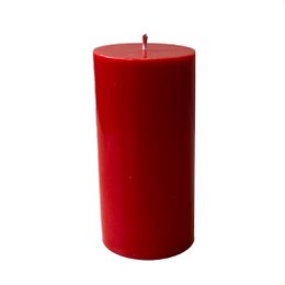 Tall, cylindrical pillar candle in a rich, deep red color. Made of high-quality wax for a long-lasting burn.
