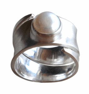 Silberring mit Perle  R 680