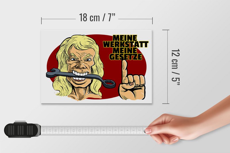 Tin sign note 18x12cm My workshop my laws decoration