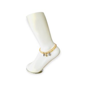 Masai Beaded Anklet Goldy White
