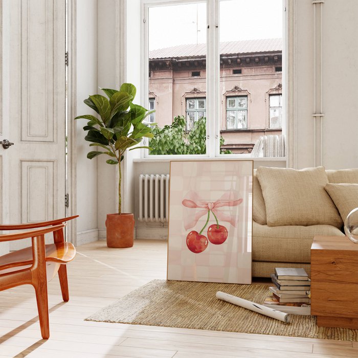 Lot De 4 Affiches Murales Tendance - Motifs Léopard Rose, Cerises, 8 Balles, 21x30 Cm, Pour Chambre Fille