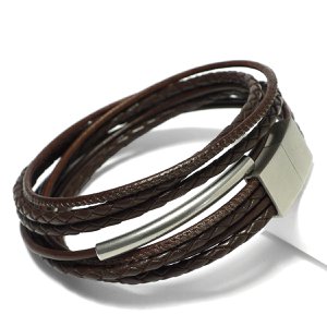 Leather Star DW77 – Herrenarmband aus geflochtenem Leder und Nappaleder