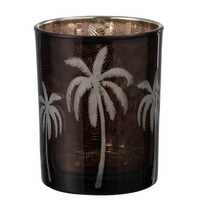 J-Line Laterne Palme - Glas - Braun - Mittelgroß