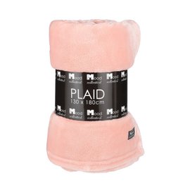  Plaid peach polyester throw blanket, soft and cozy for home decor or use.