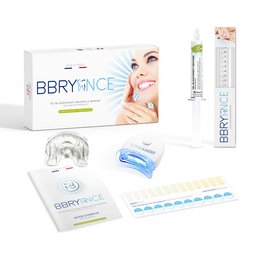 Dental whitening kit with mint flavor. Includes whitening gel, LED light, and instructions for a brighter, whiter smile.