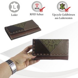 Cartera de mujer Sunsa. monedero de cuero. Cartera con protección RFID. Cartera sostenible hecha con retales de cuero. Cartera de mujer grande con muchos compartimentos para tarjetas de crédito: cartera/cartera para mujer, la mejor idea de regalo.