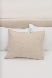  Natural Melange Washed Linen Pillow Case in various sizes, including IKEA, UK, Euro, DE, and US standard sizes. Made of soft, natural linen material in a neutral color palette.