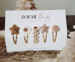  Pink and gold hair clips with floral designs. Suitable for kids.