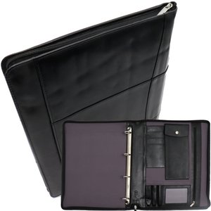 Leather Writing Folder Left Handed - Conference Folder - Workbook Tablet Cover & Laptop Sleeve - Removable Ring Binder A4