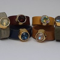 Leather ring SS39 Swarovski element 24k gold