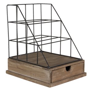 Letter holder 26x32x36 cm brown black wood mailbox