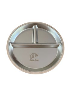 Kinderteller aus Silikon mit Edelstahleinsatz – Beige