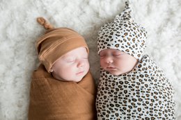 Lulujo Hello World Swaddle & Hat - Leopard