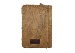 A brown leather writing case with a zipper closure, suitable for office supplies.