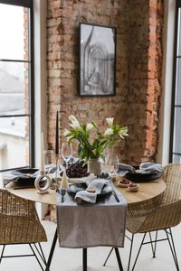 Light Grey linen table runner