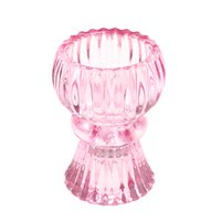 Double ended glass candle holder - Pink