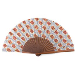 Handcrafted Silk Fan with Geometric Ikat Pattern in Vibrant Colors